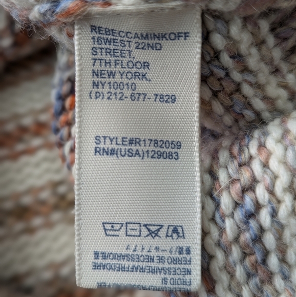 Rebecca Minkoff Page Sweater in Chalk Stripe Wool Blend Open Shoulders Size XS - Picture 6 of 7